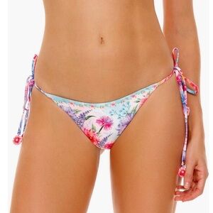 Agua Bendita Alegria Chroma Floral Side Tie Cheeky Bikini Bottom Size L